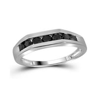 10kt bijelo zlato Muške okrugle crne boje poboljšani dijamantski vjenčani prsten za vjenčanje CTTW