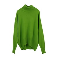 Cacomomrkark PI Womens Dukseri za čišćenje Ženska jesen Zimska Crewneck Classic Solid Color Labavi plovilo Pulover The Arms Green