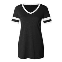 Žene ljetne vrhove bluza casual kratki rukav košulje s majicom V-izrez crne s