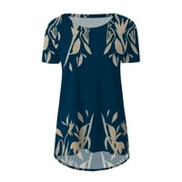 Mikilon Modni ženski Ljeto omalovažavajuća majica okruglog vrata kratki rukav casual bluza Ženski kratki rukav Tunik vrhova ljetnog klirensa