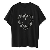 Žene Leantines Dnevne košulje Casual Heart Print Graphic kratki rukav Crewneck Y2K Preveliki vrhovi Trendy Teen Girls Tees Bluze Black XL