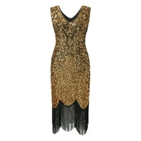 ManXivoo haljina za zabavu Ženska haljina bez rukava bez rukava 1920S Sequin perled Tassels Party Night