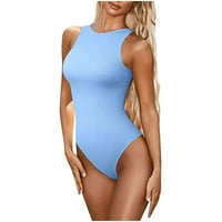 Ženski bodysuit rebra pletene gornje rukavac bez rukava Bodycon usko fit casual seksi seksi