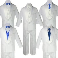 Baby Teen White Satin Shawl Revel odijela Tuxedo Royal Plava Satin Bow Dectie prsluk