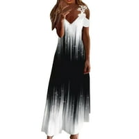 Ležerna haljina za žene Ženska modna tiskana čipka za rezanje V izrez modni tisak duga labava haljina veličine m
