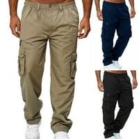 Chaoren muške hlače Solidne boje Multi džepovi ravno srednje struk teretni pantalone za svakodnevno trošenje