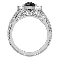 Veliki crni dijamantni prsten 18k bijelo zlato 2. Carat TW