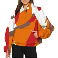 Fatuov duks za žene jesen modni dugi rukav odjeću polovina zatvarača navratnik uzorak ispisa narančasti