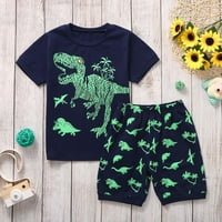 Mortilo Boys Outfits & Set Todler Boys Dinosaur Print Tops Shorts Hlače Pajamas Set za spavanje i majka