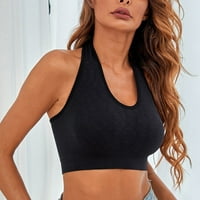 Žene Seksi donje rublje Comfy grudnjak Halter Yoga tenzerca za trčanje Bralette Sports Top, L Green