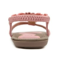 Woobling ženske sandale Ljetne casual cipele Boemska ravna sandala modna plaža Rhinestone cvijet ružičasta