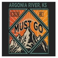 Argonija River Kansas 9x suvenir Drveni znak sa okvirom mora ići na dizajn