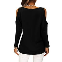 Ženska bluza Ležerne prilike Ležerne pune boje, dugih rukava s dugim rukavima, elegantna s ramena majica