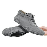 LUMENTO MENS STANDS ručno šivanje cipela za gležnjeve čizme čizme casual cipele radne cipele bez klizanja FAU kožna siva, čvrsta boja 8.5