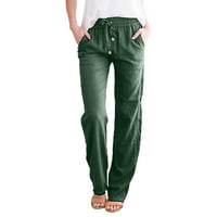 Dyfzdhu posteljine za žene plus veličine casual solid široke nogave hlače sa džepom udobne highspoiste hlače za crtanje vojske zelene boje
