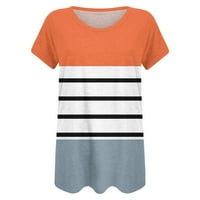 Ženski kratki rukav V izrez Stripe Color Block Loot Fit Tops Ljeto ponude Ljetne majice Jednostavno
