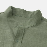 Košulje za muškarce čišćenje muških džepnog džepa za okrugli vrat Čvrsti pamučni posteljina kratkih
