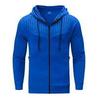 Ketyyh-Chn Muška pulover Duks s kapuljačom Otvoreni prednji pleteni jakna džemper Cardigan Blue, XL