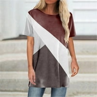 Ženski bluze Ženski etnički stil tiskani blok u boji okrugli vrat Majica kratkih rukava Top Coffee XL