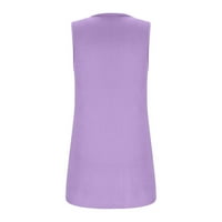 Ženska modna čvrsta boja V-izrez Udobne labave majice bez rukava bez rukava Ležerne prilike Purple M