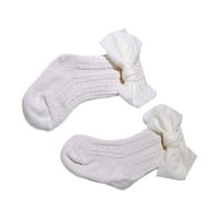 Mubineo Toddler Girls Bowknot Socks Protuklizni rebrasti pletene pamučne srednje cijevi Socks toplije