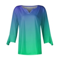 Ženski ruffle rukavi grafički bluze ispisani V izrez labavi fit pulover duksere povremene majice majice
