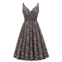 Ženska casual haljina Ljeto Izlazak haljina bez rukava V-izrez Retro cvjetna zabava Profesionalna haljina