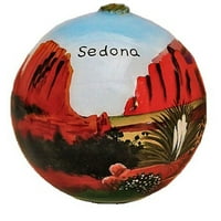Sedona Arizona AZ obrnuto oslikano staklo Božićno ukrašavanje stabla Red Rock Desert