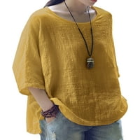 Orqqct Ženski rukav okrugli izrez Čvrsta boja Casual Baggy Top bluza
