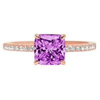 2.7ct Asscher Cut Purple Simulirani Alexandrit 14K ružičasti ružičasti Gold Graving Izjava Godišnji angažman vjenčani prsten veličine 4,25