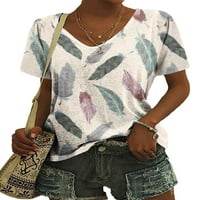 Paille žene Ljetne vrhove kratki rukav majica V-izrez majica Prozračni posao Tee Style-a m