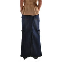 Denim Maxi suknje za žene duge teretne suknje Y2K modne rastezljene suknje za suknje od klina