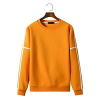 Ecqkame Muške modne sportske duksere za čišćenje muškaraca Ležerne prilike sa čvrstim osnovnim pulover okruglim džemperskim zvezom sa dizajnom narančasta