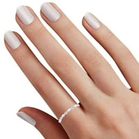 Okrugli bijeli prirodni dijamantni prsten za akcent za akcent 14K čvrsto bijelo zlato Veličina - 6