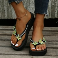 Ženske klike za klirence ženske rainestone nagib na otvorenom prstom za luk-čvorove klipne cipele cipele na plaži Sandale Flip Flop Cipele Green 9