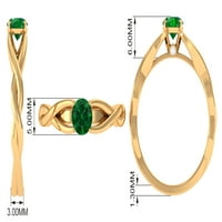 Stvoren smaragdni crossover vjenčani prsten s dijamantom, srebrnom srebrnom, SAD-u 6,00