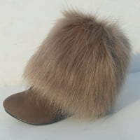 FLMTOP Zimske modne modne cipele pokriva krznene čvrste boje Fau Fur Mekana noga