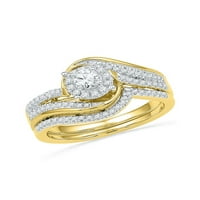 Čvrsti 10K žuti zlatni okrugli dijamant Bridal Wedding Angažman prsten za venčanje set CT. - Veličina