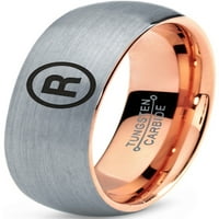 TUNGSTEN Registrirani zaštitni znak Simbol band prsten za muškarce Žene Udobnost FIT 18K Rose Gold Dome