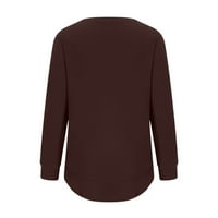 Ženska moda Jesen zima Solidna boja okrugli vrat pulover dugih rukava vino m