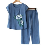 XYSAQA ženska pidžama set pamučna majica kratkih rukava i hlače za spavanje PJS setovi mekano spavanje