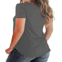 Eleluny Plus size Žene V izrez Majica kratkih rukava Tips Print Casual Bluze Siva 5xl