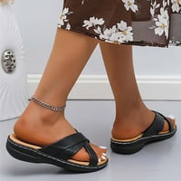 Ženske sandale za ortopedske sandale Sandale Sandale Arch Support Fashion Ženske karte Ležerne prilike Papuče Prozračne udobne debele dno poprečne papuče Crne 6