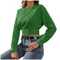 Ženska casual moda udobna čvrsta boja okruglih vrata dugih rukava bluza HOT8SL4868022