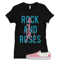 Rock and Roses Neon Sign Art Graphic Crna ženska majica