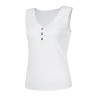 Ležerna majica bez rukava bez rukava s rukavima V-izrez Ženska majica za ženska bluza Tang Tops bijeli