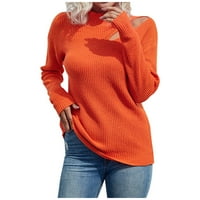 Smanjeni ženski džemper okrugli dekoltev pulover džemper od pune boje labavi dugi rukavi dugi rukavi