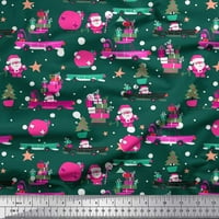 SIMOI CREPE svilena tkanina poklon kutija, automobil i santa božićni dekor tkanina tiskano dvorište