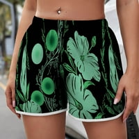 Žene Yoga Sportske kratke hlače Elastične struke Kratke hlače Ljetne modne ležerne hlače Lagane kratke hlače Skraćene hlače Cvjetne vježbe hlače za dame zelena xxl