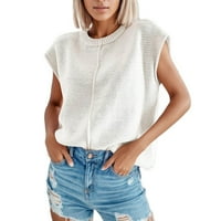 Majice Fabiurt za žene Ženska modna pletena prsluk pulover bez rukava okrugli vrat Ležerni košulja,